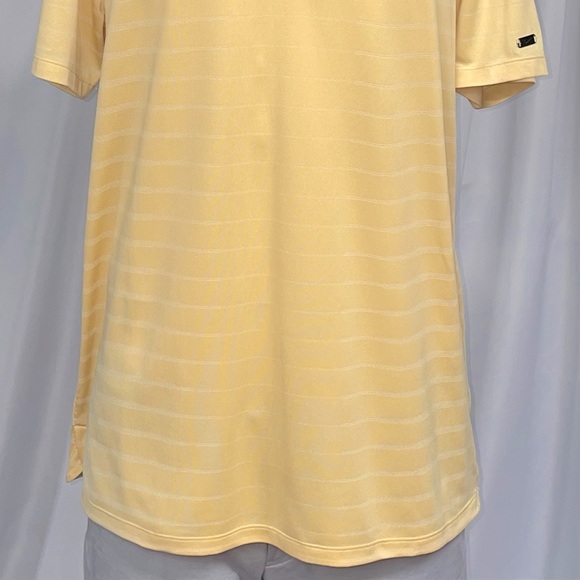 Large Nike Therma Fit Striped Yelloe Gold Golf Polo Excellent Condition - Picture 2 of 6